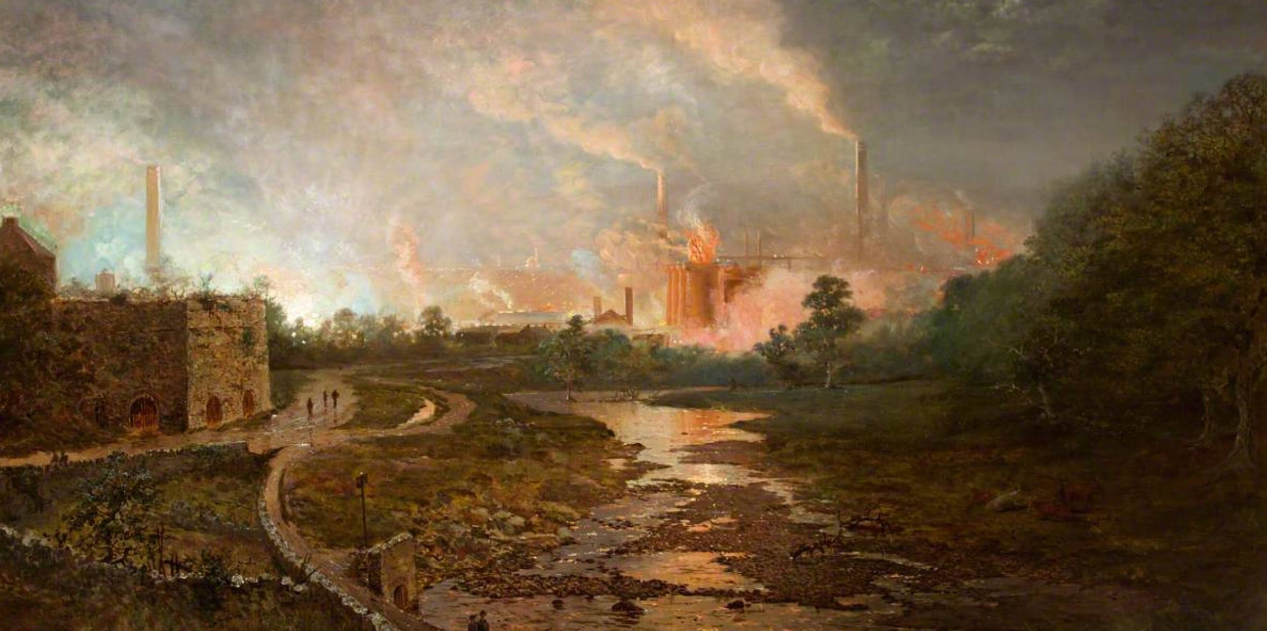 'Cyfarthfa Steelworks at Dusk' by Thomas Prytherch 